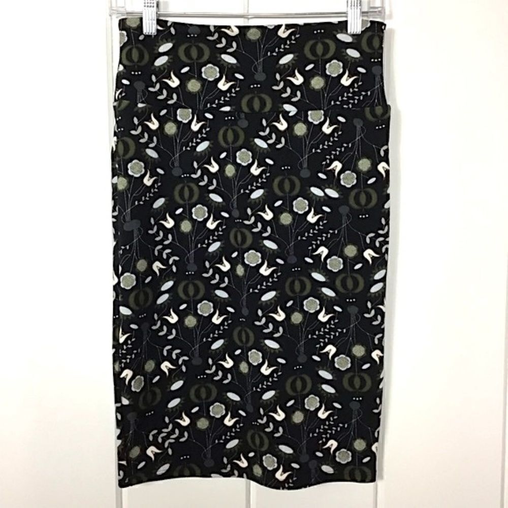LulaRoe Black Floral Tulip Cassie Pencil Skirt XS